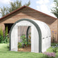 Upgraded Tunnel Greenhouse Green House with Mesh Door and Windows, 6 Plant Labels and Gloves, White