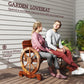 Wooden Outdoor Bench, Garden Patio Loveseat with Wagon Wheel Armrests, 528LBS Capacity, Carbonized
