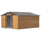 11' x 13'Garden Storage Shed w/ Foundation Kit Metal Tool Storage House w/ Double Doors Yellow