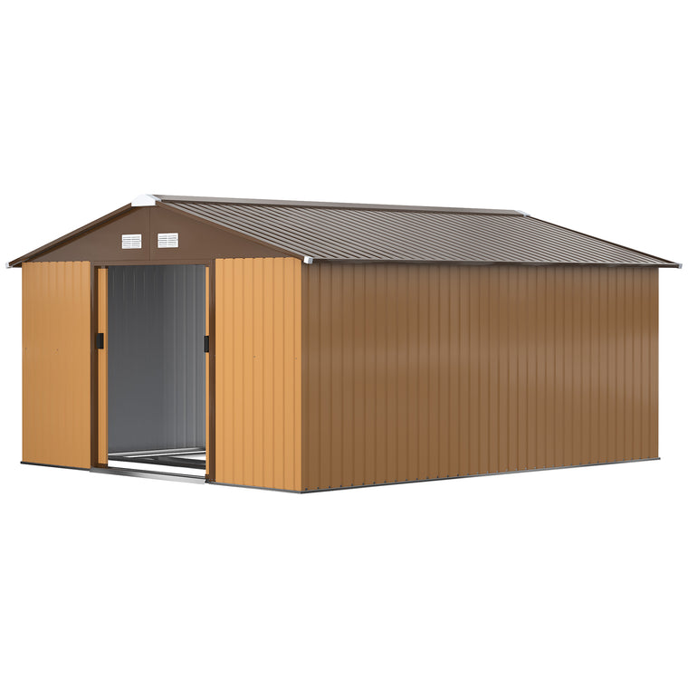 11' x 13' Metal Storage Shed with Double Doors and Foundation Kit