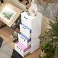 4 Drawer Filing Cabinet with Lock, Office Storage Cabinet with Adjustable Hanging Bars for A4 Letter Size Files, White