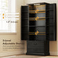 72" LED Kitchen Pantry Cabinet, Buffet Storage Cabinet with 10 Door Shelves, 2 Drawers and Adjustable Shelves, Black