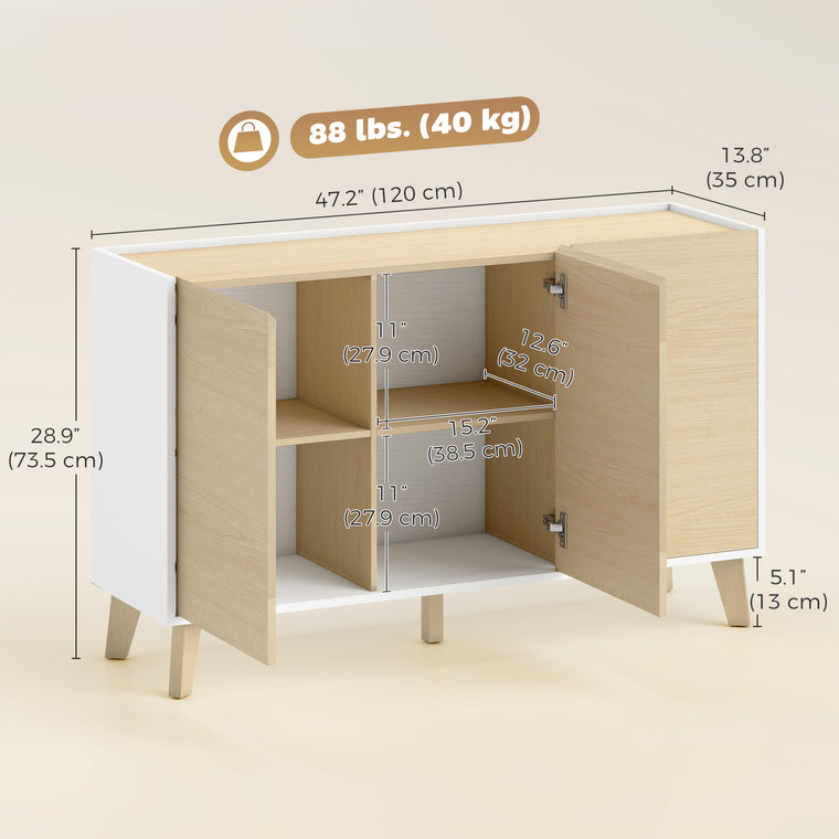 47" Sideboard Cabinet with Soft-Close Doors - Natural Wood Effect