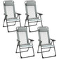 Set of 4 Camping Chairs, Outdoor Folding Lounge Chair Set with 5 Level Adjustable Backrest, Removable Headrest, Armrest for Camping, Backyard, Grey