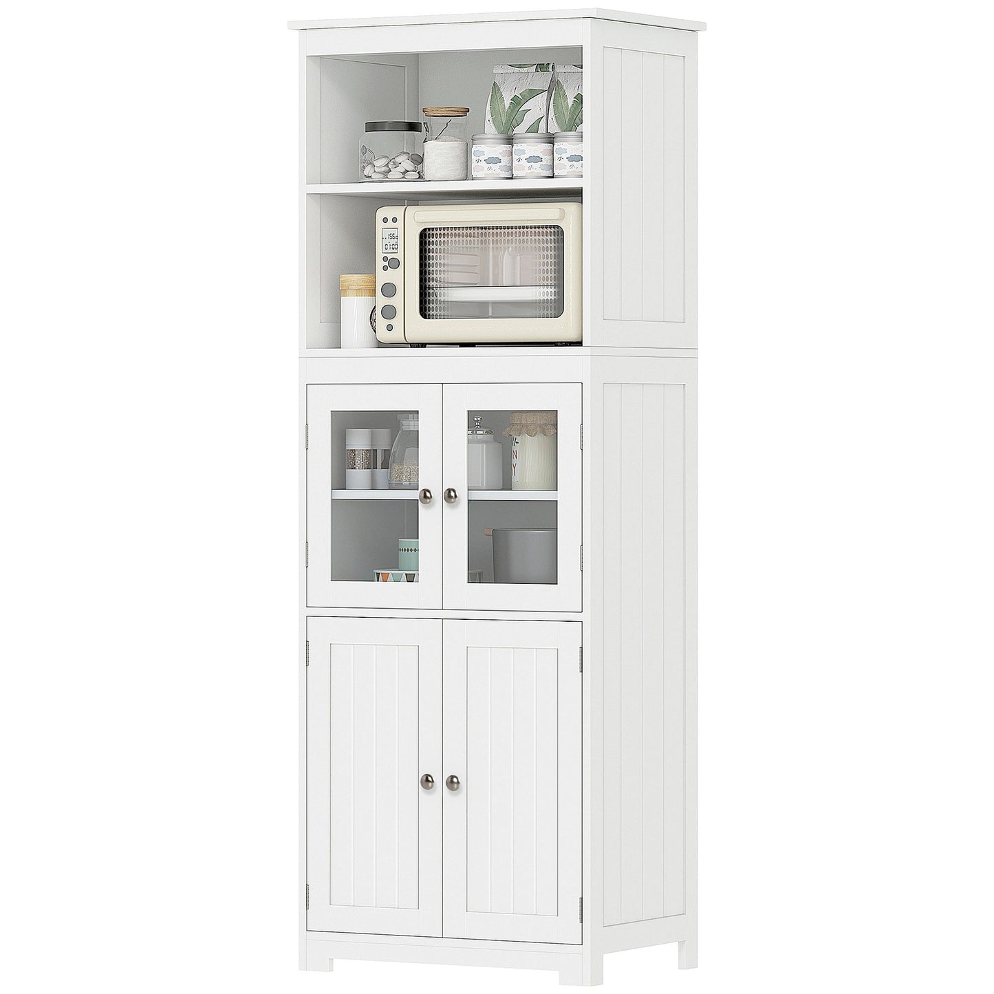 63" Small Buffet with Hutch and 4 Doors - White