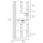 Tall Bookshelf with Drawer, Freestanding Bookcase for Bedroom, Living Room, Home Office, White