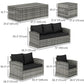 6 Pieces Wicker Patio Furniture Set with Cushions, 7-Seater Rattan Patio Sofa Set with Storage Coffee Table & Side Table, Sectional Outdoor Furniture Set, Black