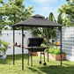 8' x 5' BBQ Grill Gazebo Tent with Double Tiered Canopy for Outdoor Sun Shade, Dark Grey