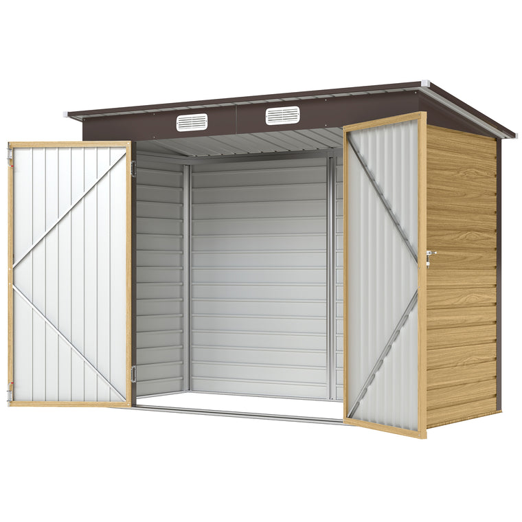 8' x 4' Galvanized Garden Shed with Double Doors and Vents