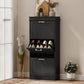 Slim Shoe Cabinet with 3 Flip Drawers and Adjustable Shelves, Narrow Shoe Cabinet for 15 Pairs of Shoes, Black