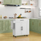 Rolling Kitchen Island with Power Outlets and Drawer - White