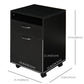 24" Small Filing Cabinet with Drawer and Wheels - Black