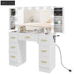 7-Drawer Makeup Vanity Desk with Lighted Mirror - White