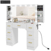 7-Drawer Makeup Vanity Desk with Lighted Mirror - White