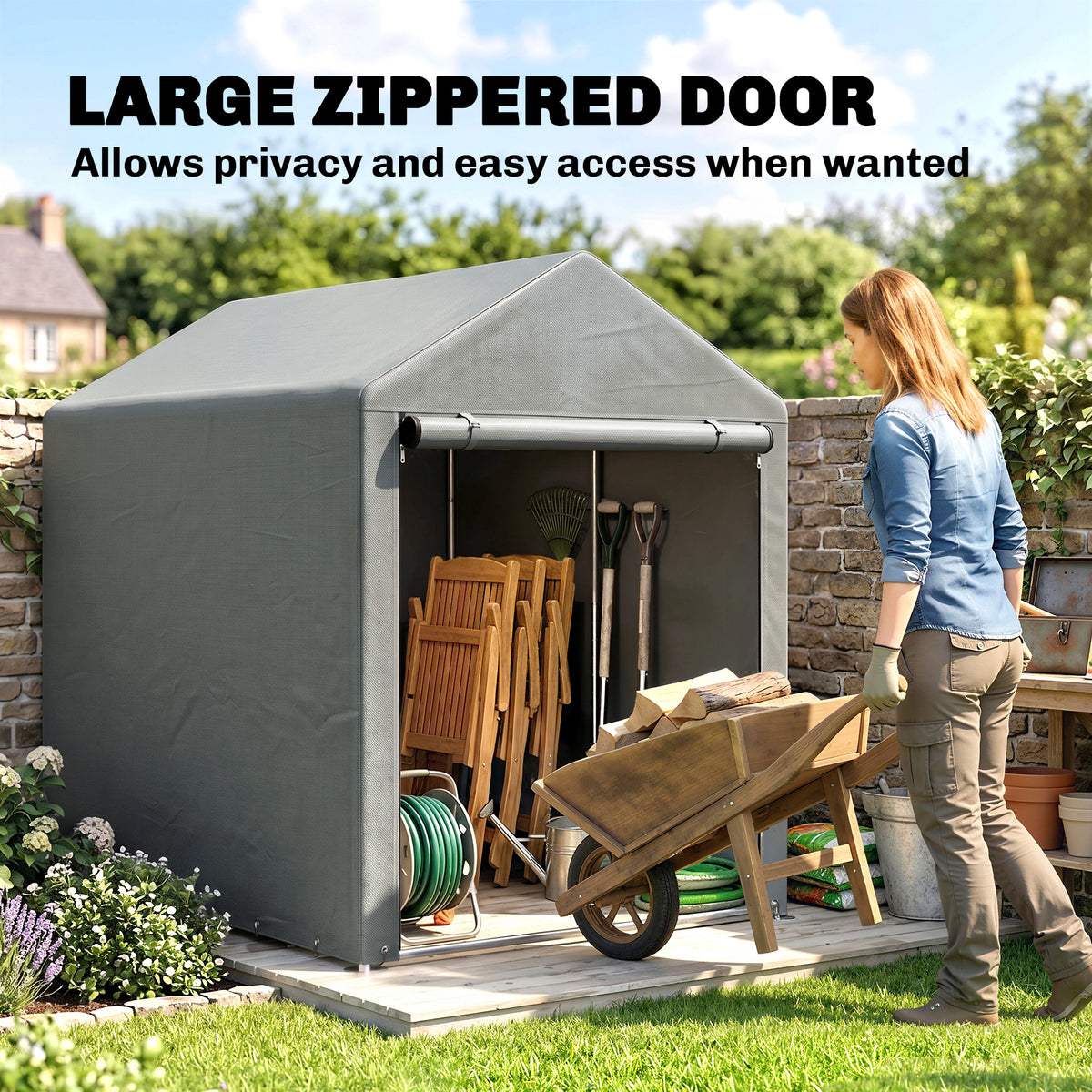 4' x 6' Bike Storage Shed with Roll-Up Door