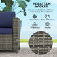Wicker Outdoor Sofa, All Weather Patio Couch Loveseat with Cushions for Balcony, Deck, Garden, Poolside, Dark Blue