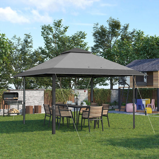 13' x 13' Pop Up Party Tent Outdoor Canopy with Top Vent, 3-Level Adjustable Height, and Roller Bag, Grey