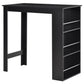 Counter Height Bar Table with 3 Shelves - Black