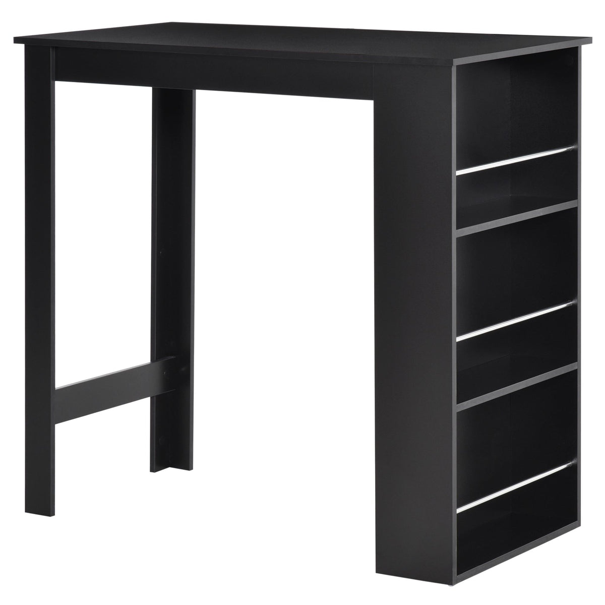 Counter Height Bar Table with 3 Shelves - Black