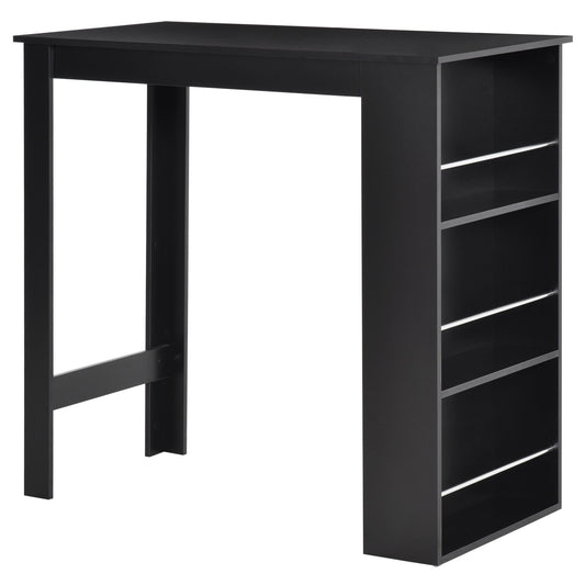 Counter Height Bar Table with 3 Shelves - Black