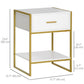 Nightstands Set of 2 with Drawer and Shelf - White