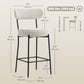 Set of 2 Barstools, Upholstered Corduroy Bar Stools with Backrest, Footrest for Kitchen Island, Dining Room, Cream White