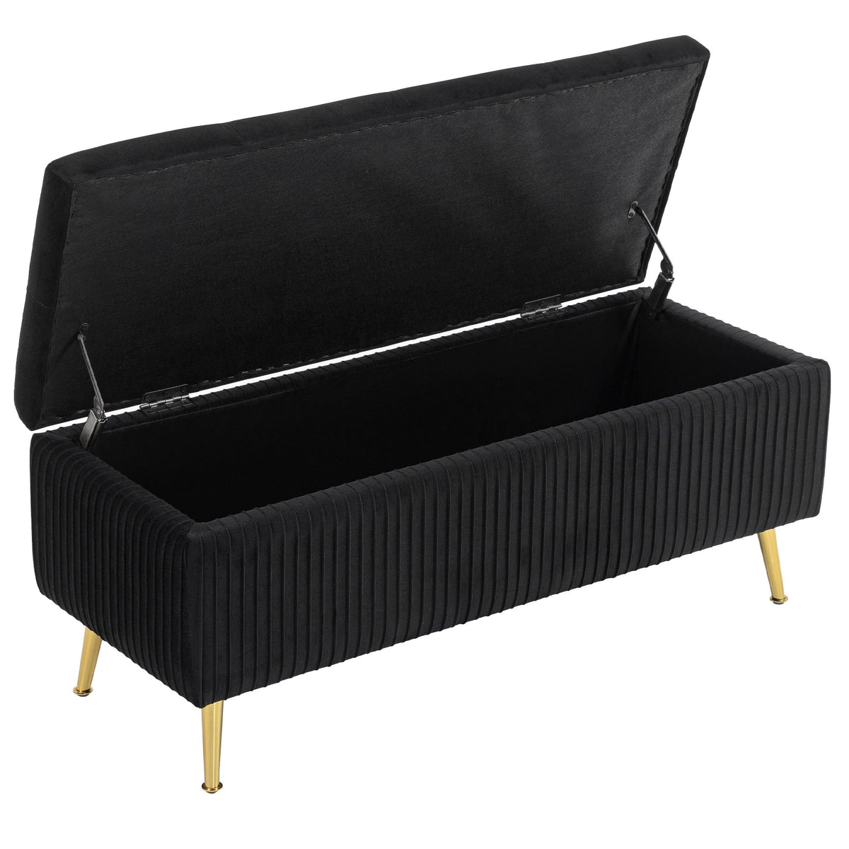 43" Storage Ottoman Bench with Padded Seat - Black
