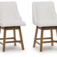Cabalynn - Upholstered Swivel Barstool (Set of 2) - Oatmeal / Light Brown