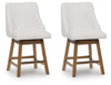 Cabalynn - Upholstered Swivel Barstool (Set of 2) - Oatmeal / Light Brown