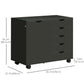 5-Drawer Lateral Filing Cabinet on Wheels - Black