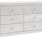 Paxberry - Whitewash - Six Drawer Dresser - Medallion Drawer Pulls