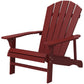 Wood Adirondack Chair, Outdoor Patio Muskoka Chair with Slatted Design for Deck, Garden, Backyard, Fire Pit, Red