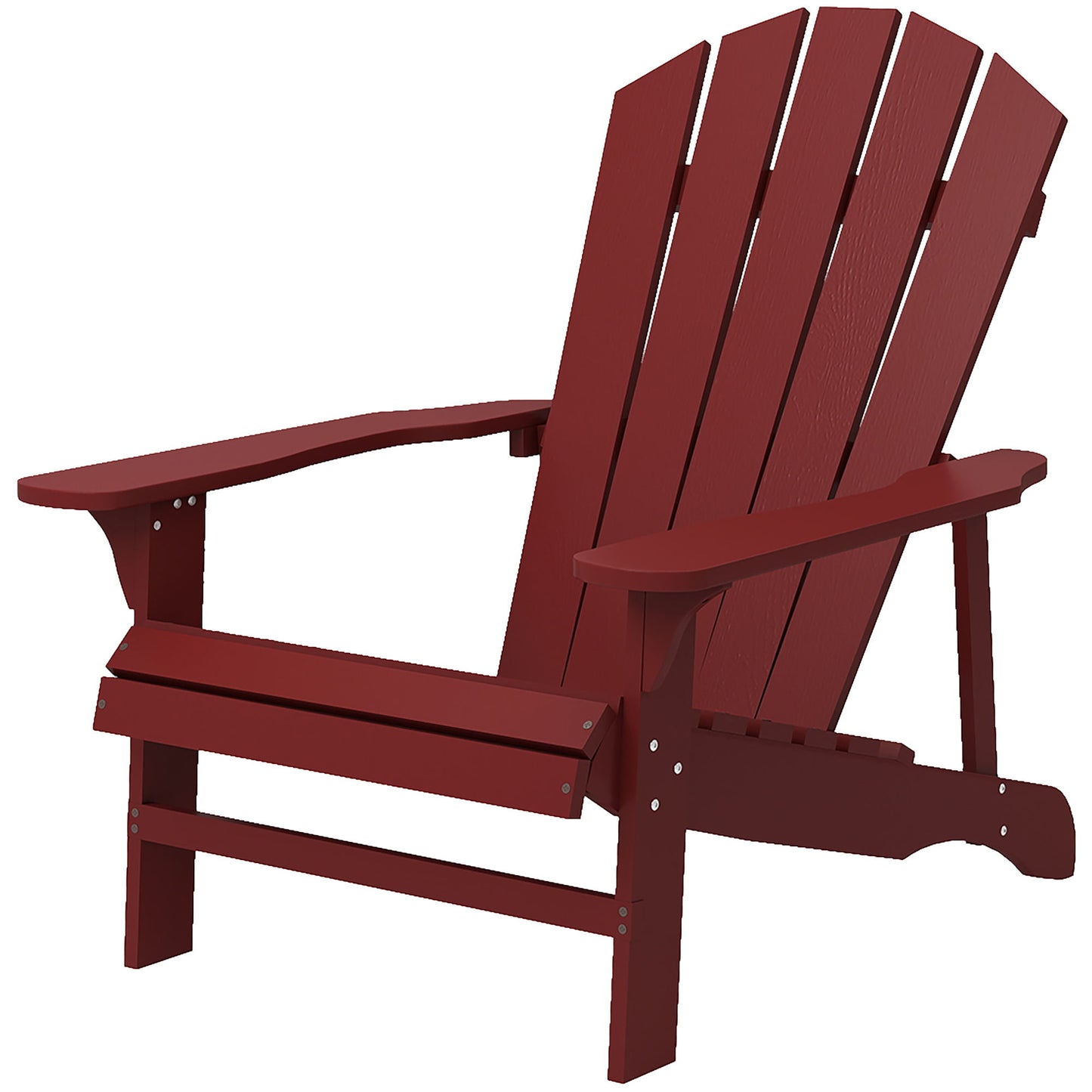 Wood Adirondack Chair, Outdoor Patio Muskoka Chair with Slatted Design for Deck, Garden, Backyard, Fire Pit, Red