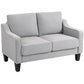 Loveseat Sofa, Modern Couch with Pocket Spring, Linen Upholstered, Thick Padded, Light Grey