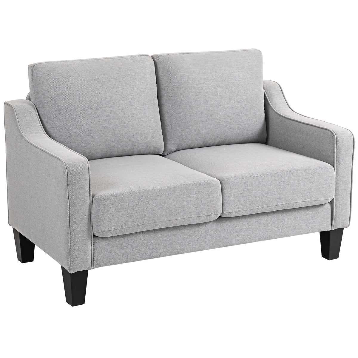 Loveseat Sofa, Modern Couch with Pocket Spring, Linen Upholstered, Thick Padded, Light Grey