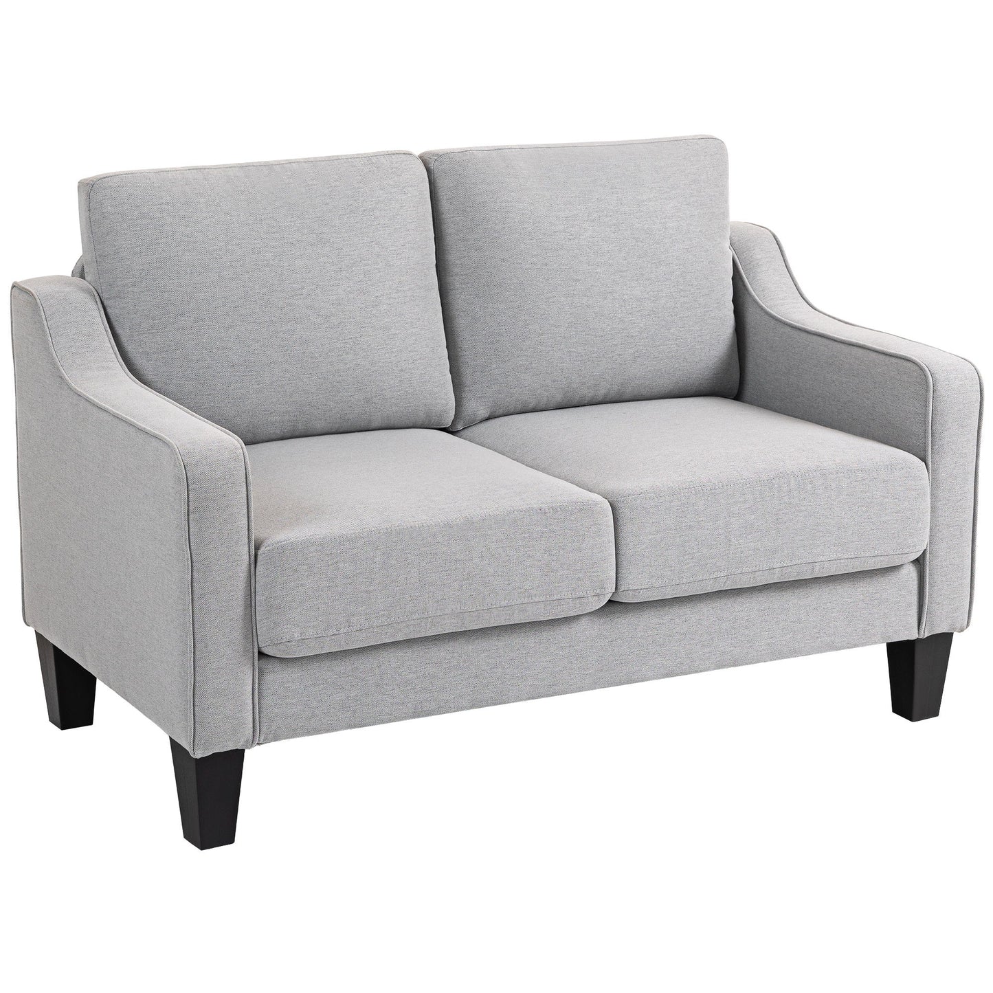 Loveseat Sofa, Modern Couch with Pocket Spring, Linen Upholstered, Thick Padded, Light Grey