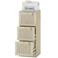 3 Drawer Filing Cabinet with Lock, Boho File Cabinet for A4 Letter Size Files with Decorative Rattan Accents, Oak