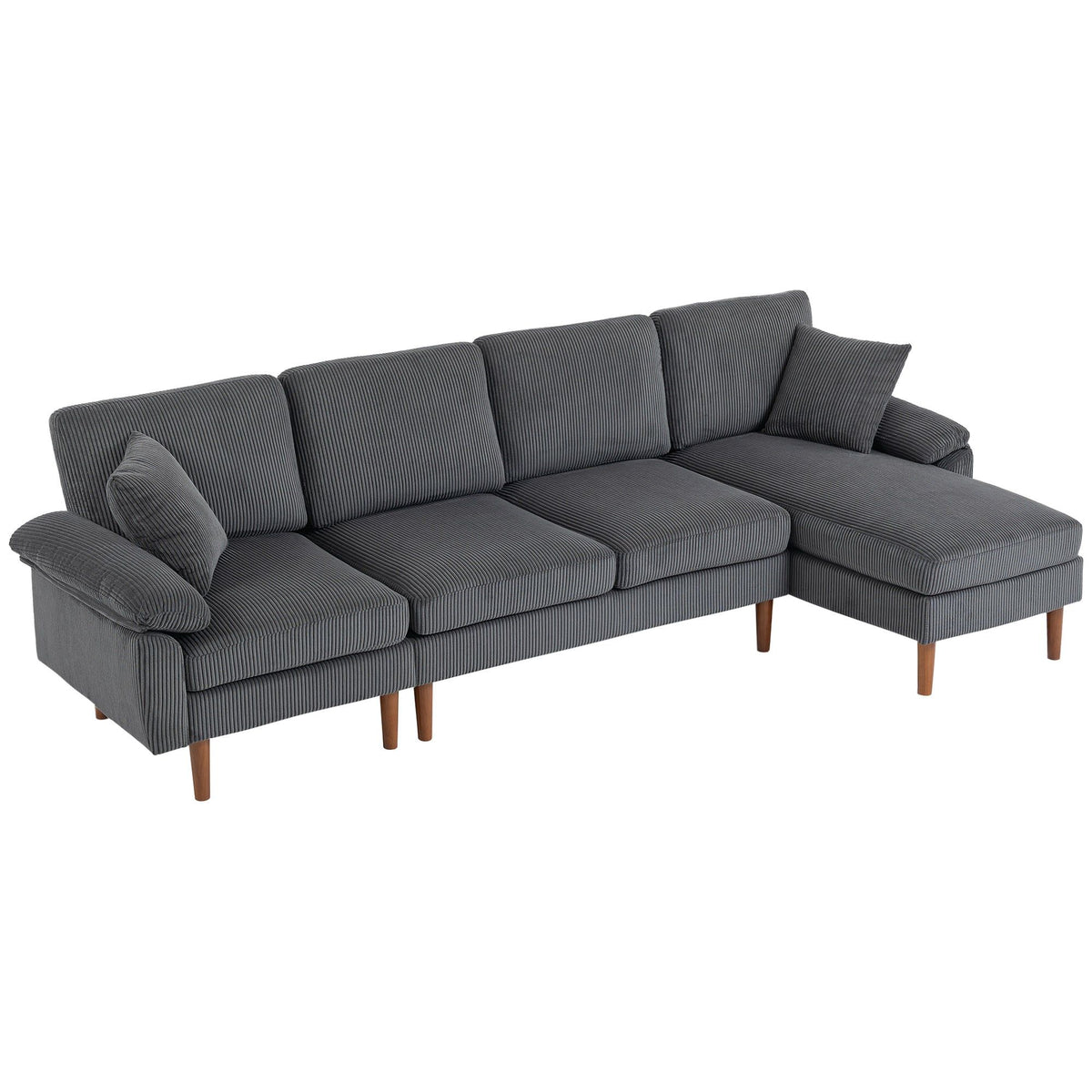 L-Shaped Sectional Sofa with Reversible Chaise - Dark Grey