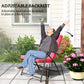 Foldable Lounge Chair, Fabric Upholstered Recliner, Outdoor Lounger with Armrest, Metal Frame for Backyard, Red