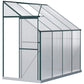 Walk-In Garden Greenhouse Aluminum Polycarbonate with Roof Vent for Plants Herbs Vegetables 8' x 4' x 7' Silver