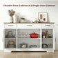 Sideboard Buffet Cabinet, 55" Farmhouse Kitchen Cabinet with 4 Barn Doors, 3 Drawers, 3 Adjustable Shelves, White