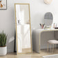 Floor Standing Mirror, Full Length Mirror, Free Standing, Leaning or Wall Mirror with Frame for Bedroom, Dark Wood Grain