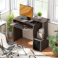 Computer Desk with Sliding Keyboard Tray Storage Drawer Shelf Home Office Workstation Grey