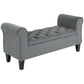 Button Tufted Storage Ottoman Bench, End of Bed Bench with Rolled Arms, Storage Chest for Living Room, Entryway, Grey