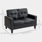 51" Double Sofa Couch, Upholstered PU Leather Loveseat with Armrests, Tufted Backrest, Cushion, Black