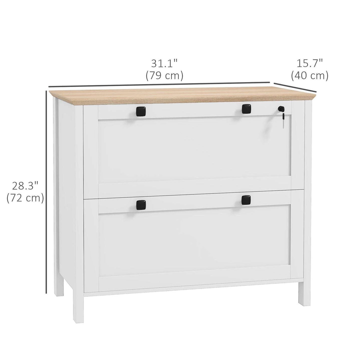2-Drawer Lockable Filing Cabinet - White