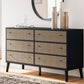 Charlang - Black / Gray - Six Drawer Dresser