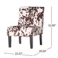 Contemporary Accent Chair with Rubberwood Tapered Legs, Upholstered Seating for Living Room, 22.5'' L x 29.5'' W x 32'' H, Brown+White