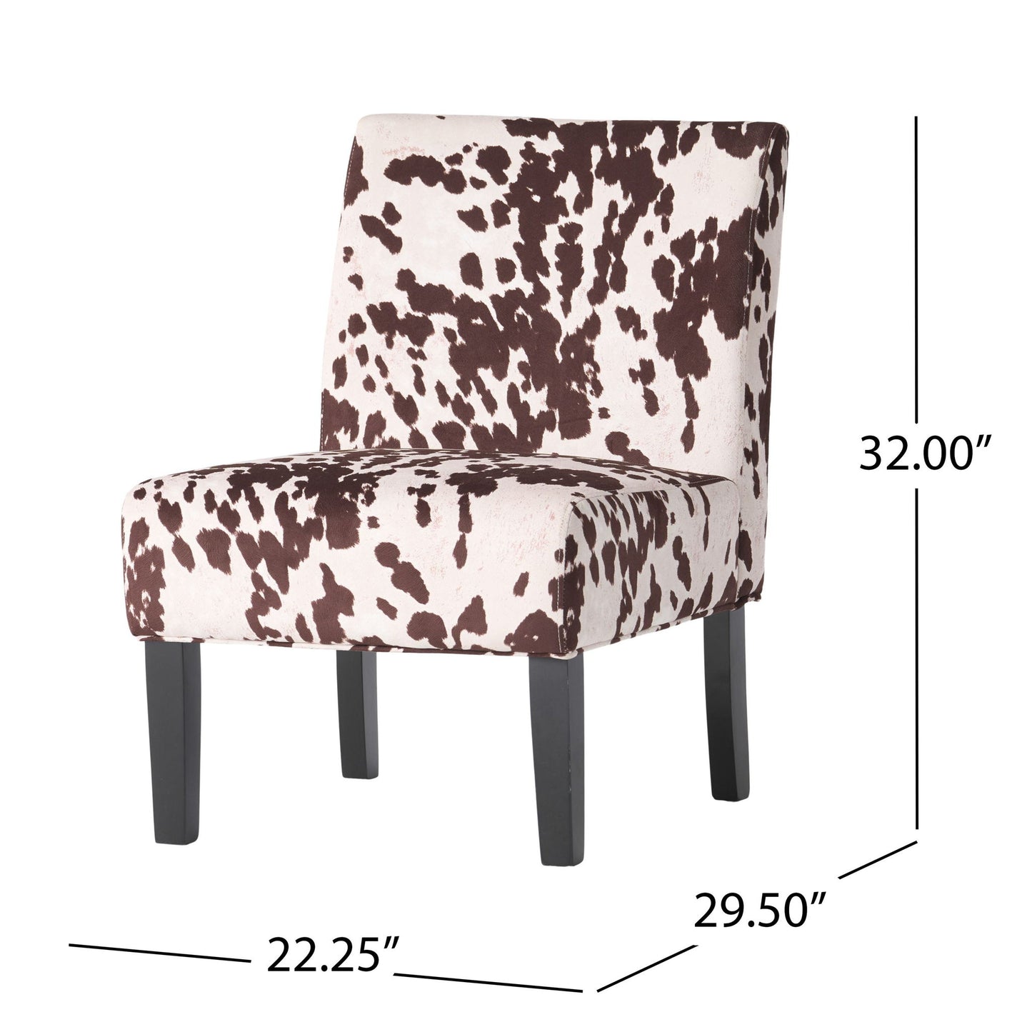 Contemporary Accent Chair with Rubberwood Tapered Legs, Upholstered Seating for Living Room, 22.5'' L x 29.5'' W x 32'' H, Brown+White