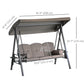 3 Seater Porch Swing Heavy Duty Outdoor Swing Chair Outdoor Lounge Hammock Cushioned Seat W/ Tilt Canopy, Brown